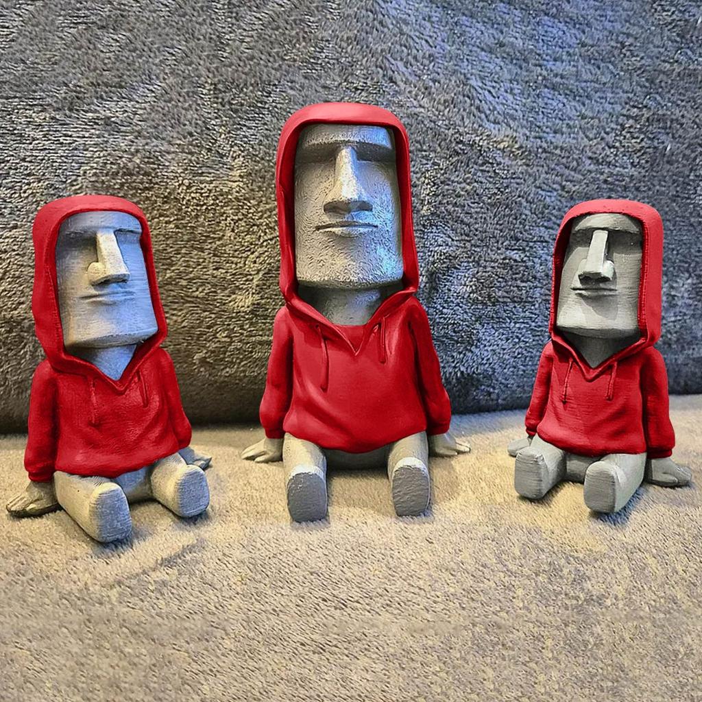 Unique Statue with Red Hoodie Decor, Perfect for Office, Garden, or Desk Ornament