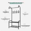 Simplistic Bedroom Coat and Clothes Rack with Hooks and Multi-Layer Storage Shelf