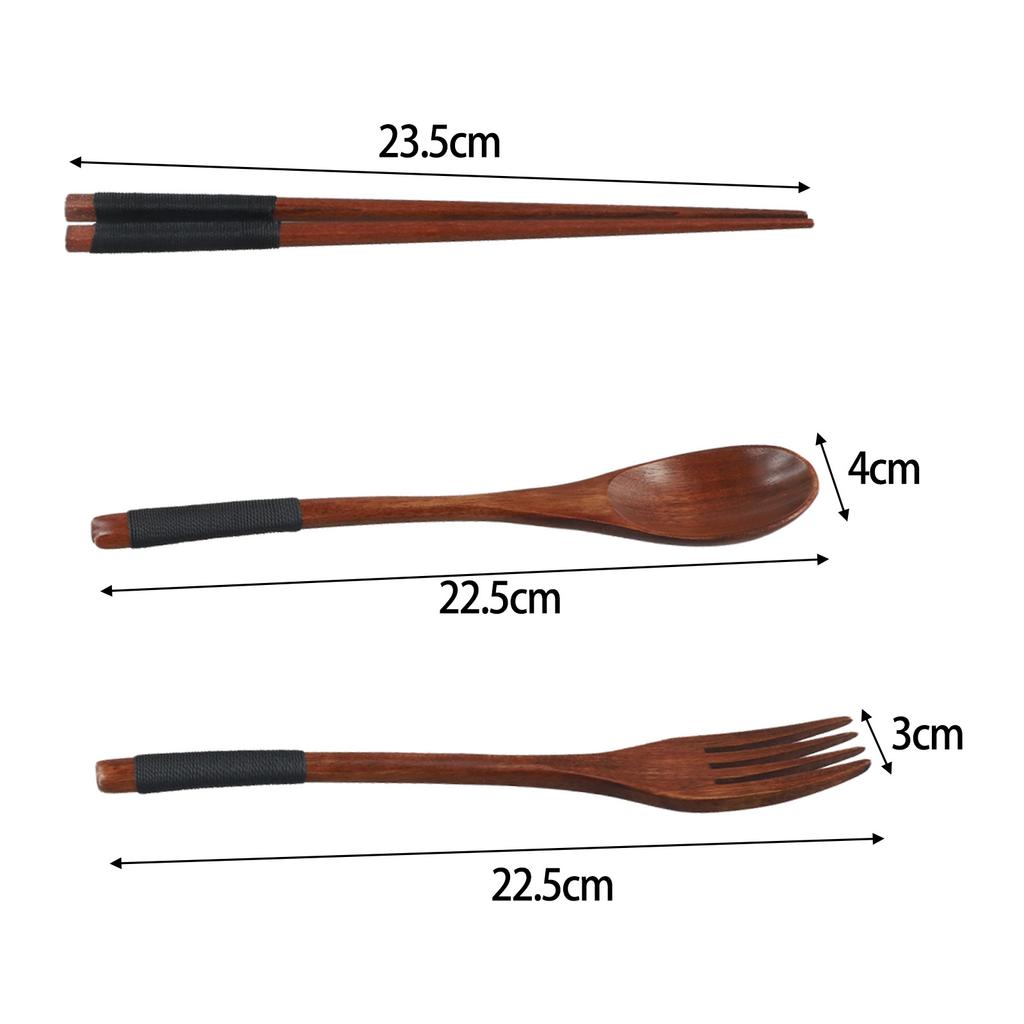 3-teiliges Holzbesteck-Set Holz Tragbares Set Essstäbchen Löffel Gabel Geschirr Für Brei, Suppe, Kaffee, Müsli, Nudeln Teile