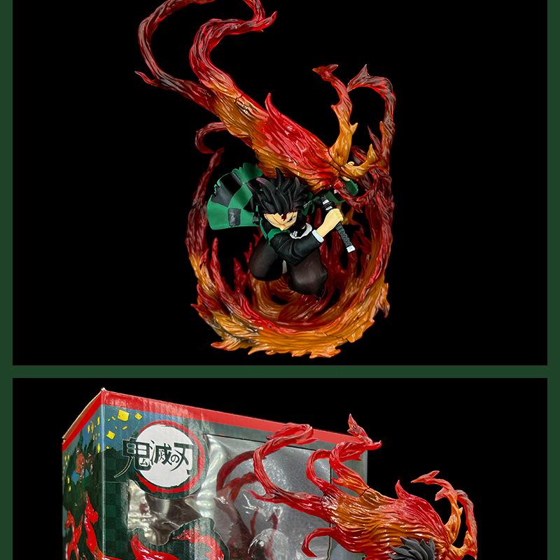 Demon Slayer's Blade Flame Tanjirou's Breath of Fire Anime Figure Cartoon Desk Decor Ornament Gifts Model