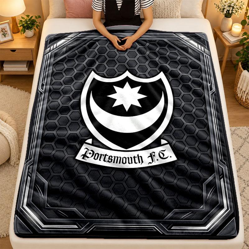 Flannel BlanketPortsmouth FC Warm Soft Throw Blanket for Indoor Sofa Bed Living Room Use