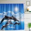 3D Dolphin Bathroom Shower Curtain Waterproof Polyester Fabric Kids Bath Curtain with 12 Hooks Cute Cortinas Washable Home Dec
