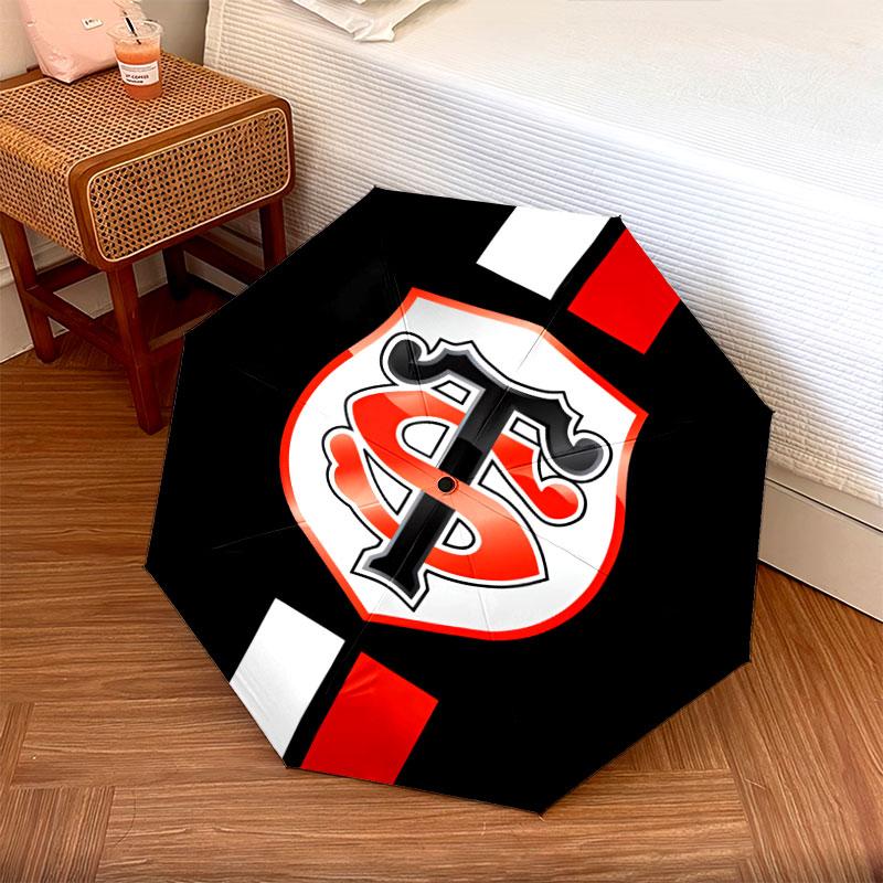 1 PC Automatic Folding Umbrella - Stade Toulousain Pattern, Portable & Foldable Design with 8 Ribs, Christmas Birthday Gifts