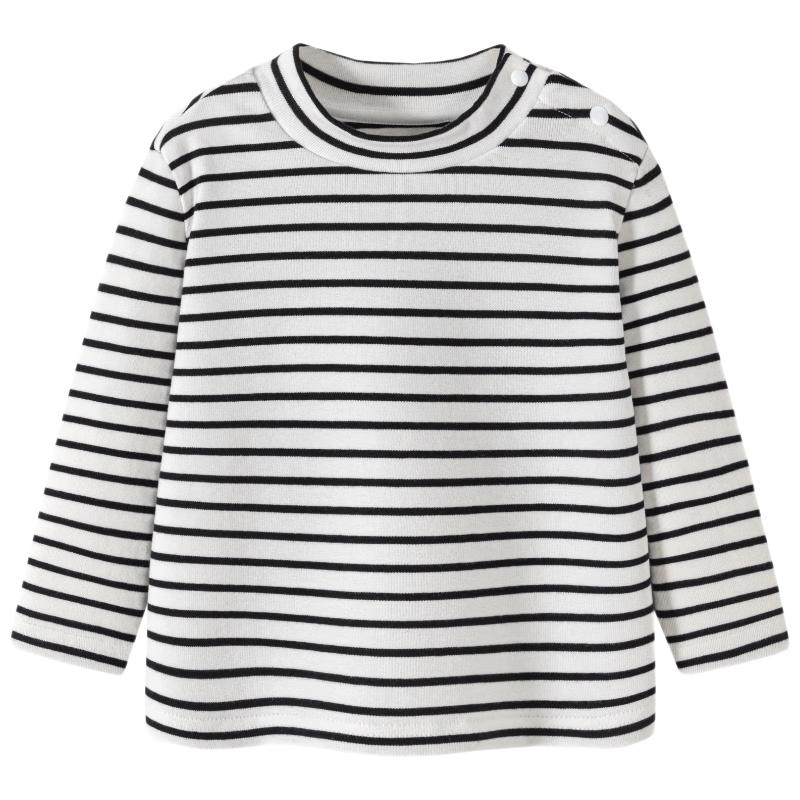 Mini Balabala Unisex Kids  Striped Mock Neck Long Sleeve T-Shirt 150