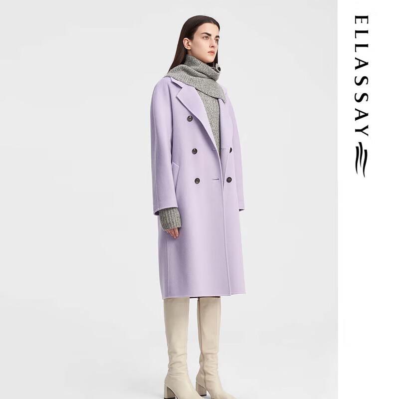 ELLASSAY Women's Double-Breasted Wool Blend Coat
