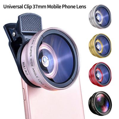 2 IN 1 Lens Universal Clip 37mm Mobile Phone Lens 0.45x 49uv Super Wide-Angle Macro HD Professional For All Smartphones