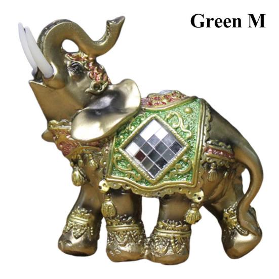 Elephant Figurine Resin Garden Miniature Craft Gift Home Desktop Decoration M зелёный