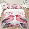 3pcs Two Pink Birds In Love Bedding Set, Including 1 Quilt Cover and 2 Pillow Shams, Without Filling, Soft and Comfortable Home Bedroom Fabric