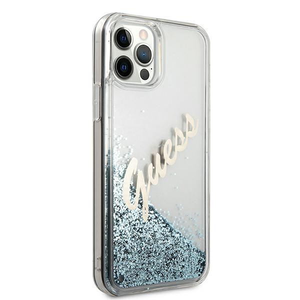 Guess Guhcp12Lglvsbl Iphone 12 Pro Max6,7 Niebieski/Blue Hardcase Glitter Vintage Script