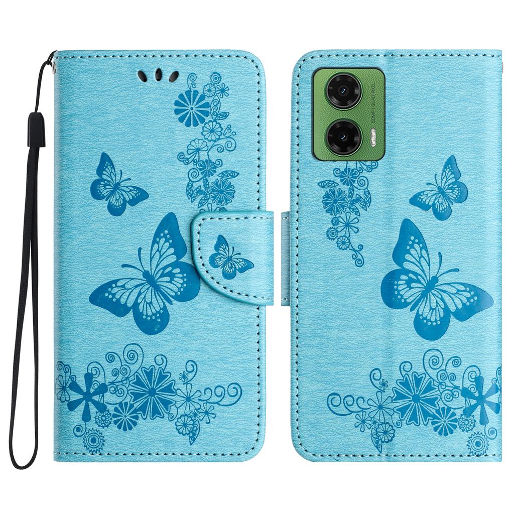 For Motorola Moto G35 5G Case Butterflies Flower Leather Wallet Flip Phone Cover