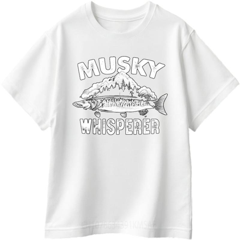 Comfortable Teenagers Round Neck T Shirt Unisex Musky Whisperer Fish Mountain Design Hiphop For Man Top Tees Workout Tshirt