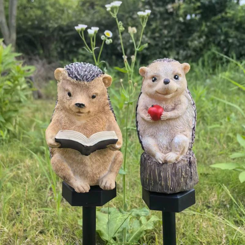 1Pc Solar Resin Lawn Light New Led Light, Outdoor Ornament Floor Insert Garden Decoration Hedgehog Atmosphere Light