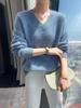 Versatile Women's Cashmere Knit V-Neck Top - Loose Fit, Slimming, Warm for Autumn/Winter