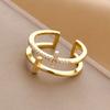 Plated 18k Cross Double-layer Open Ring Niche Ins Cold Wind Does Not Fade Ring