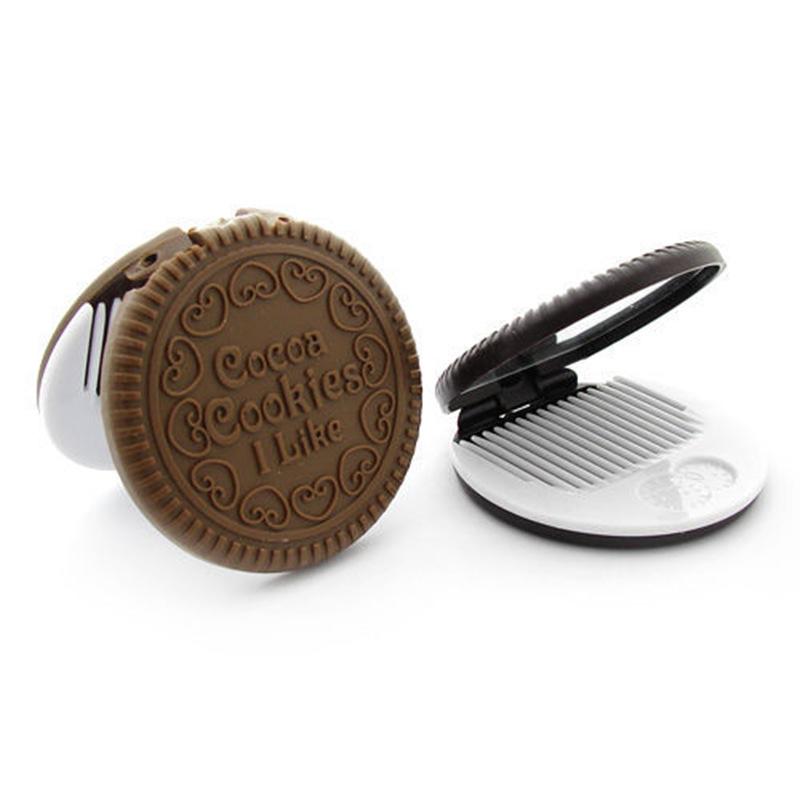 Portable Foldable Handheld Cookie-Shaped Compact Mirror