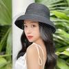 French Elegant Mesh Black And White Hepburn Bell-Shaped Basin Hat Women'S Summer Sunshade Vacation Beach Sun Protection Travel Straw Hat