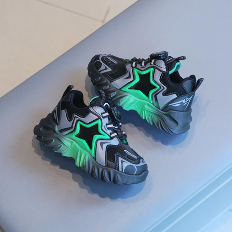 Children's Sports Shoes Spring and Autumn Boys' Dad Shoes Rotating Button Girls' Casual Shoes Internet Famous Soft Soled Baby Shoes