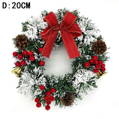 Christmas Red Fruit Bow Pinecones Festive Wreath Christmas Tree Snowflake Pinecones Decorative Wreath