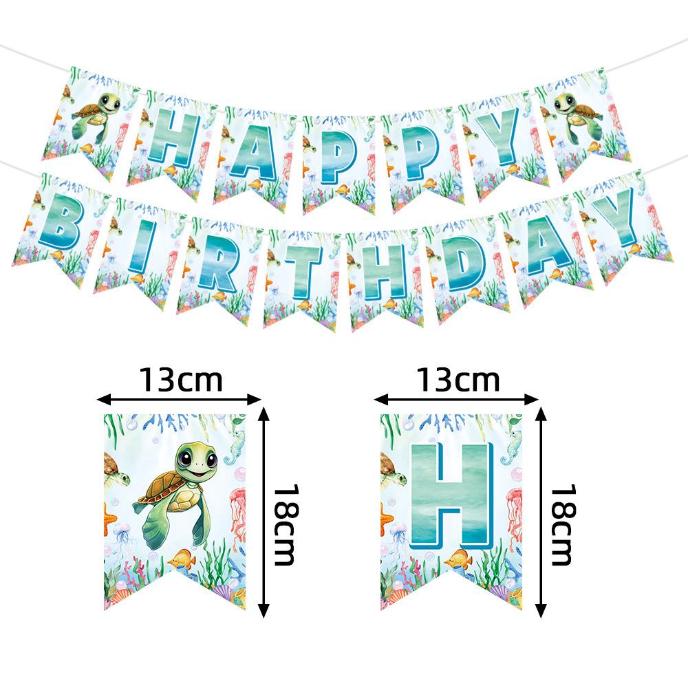 Turtle-themed Birthday Party Decoration Set Flag-pulling Spiral Birthday Party Decoration Venue Arrangement