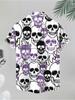 Men's Casual Short - Sleeve Shirt, Skeleton Pattern Printed, Polyester Material, Multiple Specifications Available, Fashionable Design, Suitable for