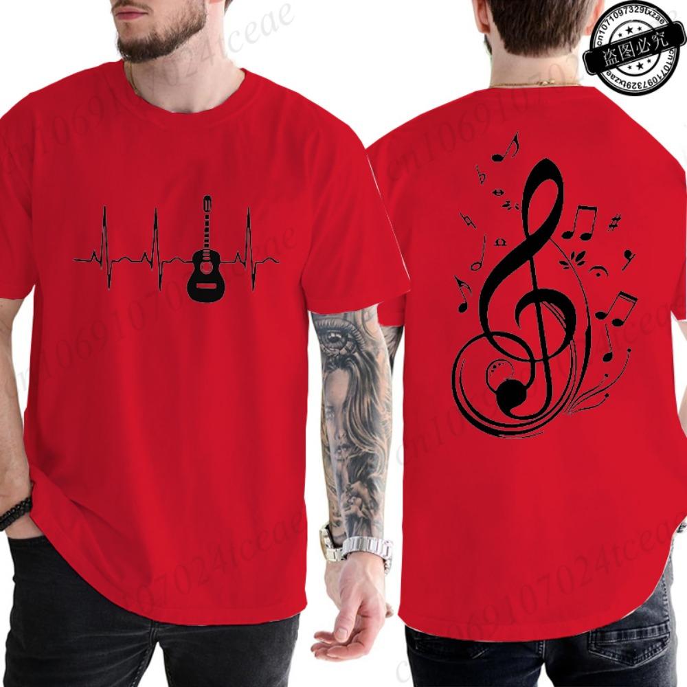 Men Women Music Notes Print T-Shirt Summer Casual Streetwear Round Neck Short Sleeve Tee