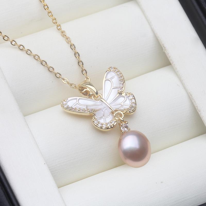 

Genuine Natural Fresh Water Pearl Pendant,Butterfly Cultured Gold Plated Pearl Pendant Jewelry Wife Mother Birthday Gift White