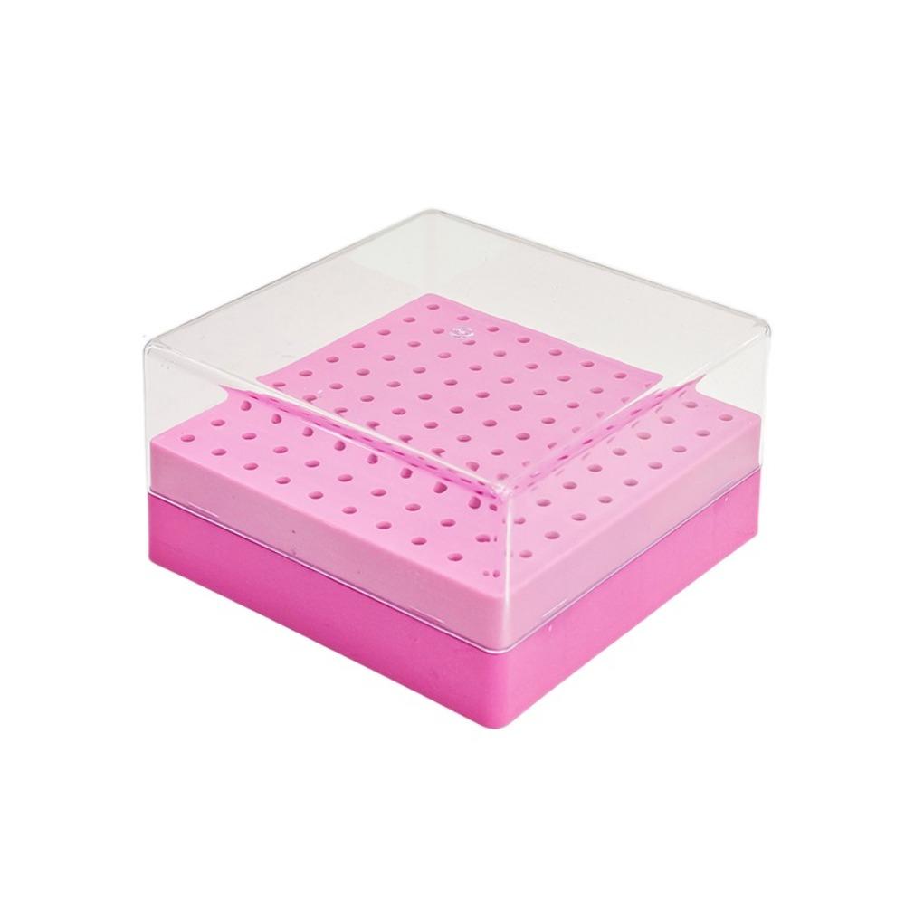 100 Holes Nail Art Drill Storage Box Dustproof Grinding Polish Head Holder Nail Art Supplies