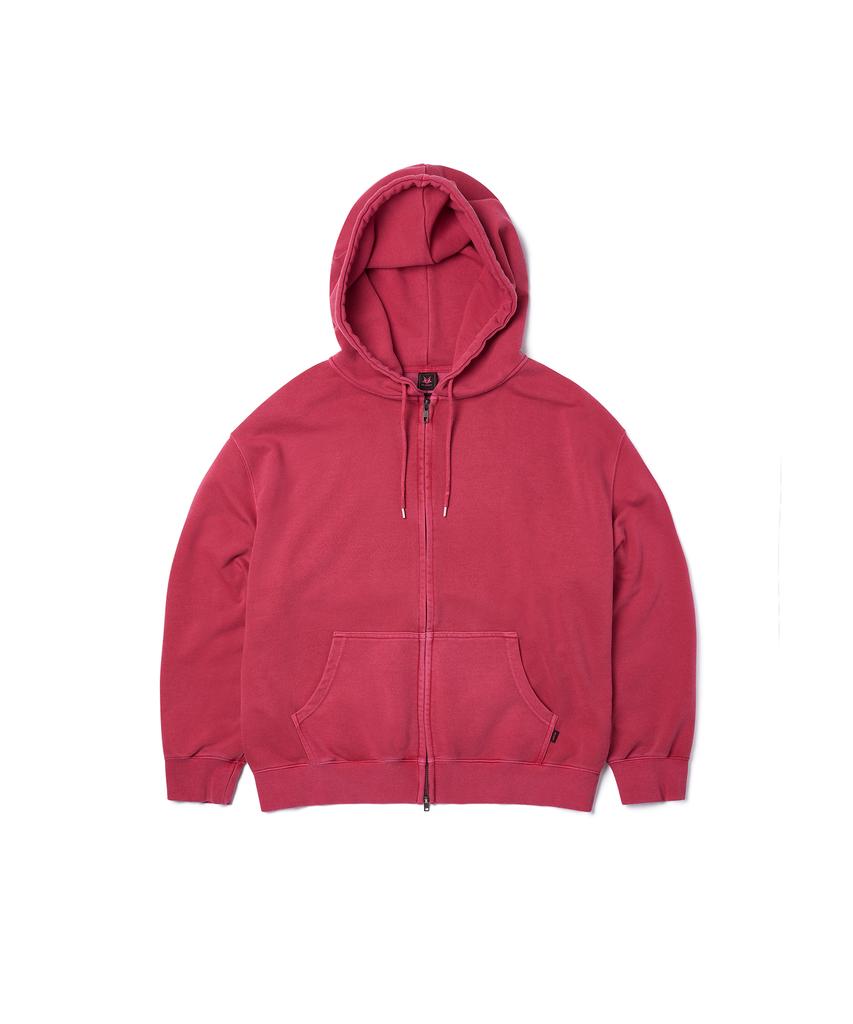Plaknit Tech Sweat Pigment Zip-Up Hoodie Red