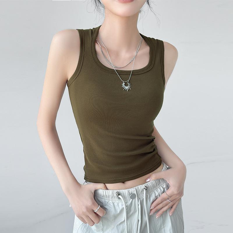 Cotton Sleeveless Tank Top With Wide Straps For Summer Yoga And Beach Wear