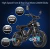 Bicicleta Elétrica Ridstar C20 52V40AH 2000W Bateria de Motor Duplo Pneu Inflável 20*4.0 polegadas Bicicleta Elétrica Montanha Neve Adulto Bicicleta Baixo Carbono