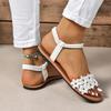 Flower Decoration Flat Sandals for Women Summer Lightweight Comfort Beach Shoes Woman Fashion White Floral Dress Sandalias