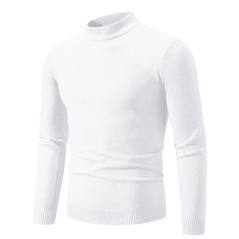 Autumn Men's Half Turtleneck Sweater Solid Color Basic Style Casual Fashion Knitwear Slim Fit High Elastic Male Warm Pullovers