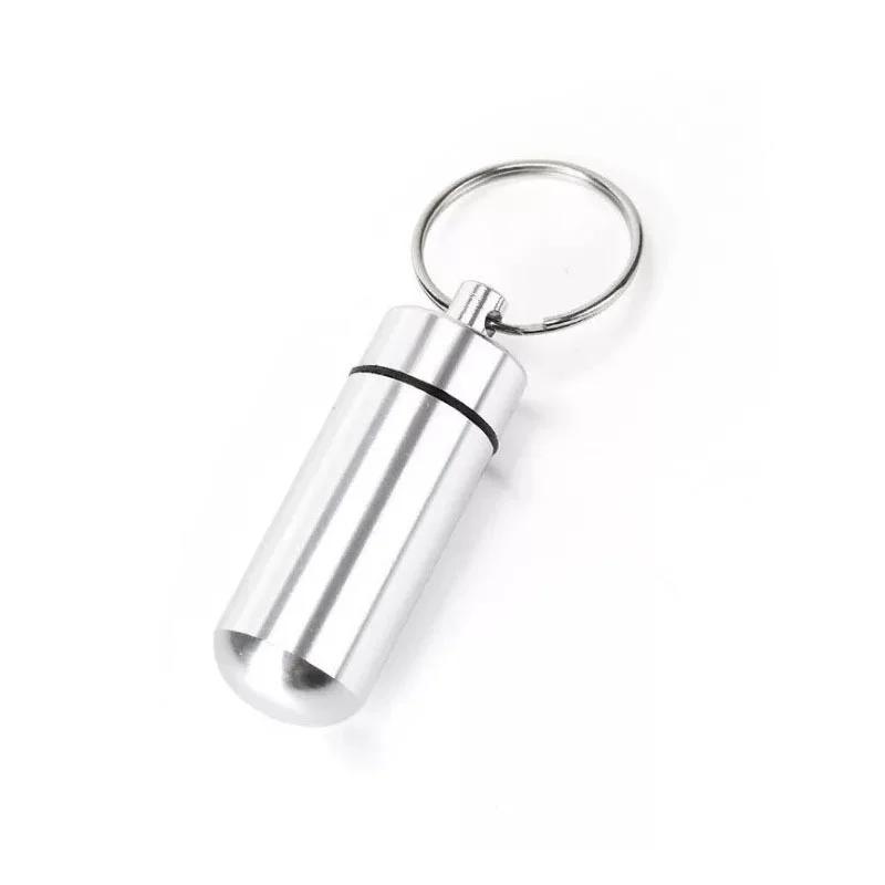 Mini Portable Pillbox Waterproof Sealed Bottle Small Metal Storage Container Medicine Tablet Adapter Trinket Case Cute Keychain