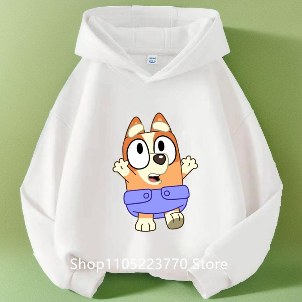 Kids Bluey Hooded Sweatshirt Fall Winter Warm Soft Pullover Comfortable Playwear for Boys Girls