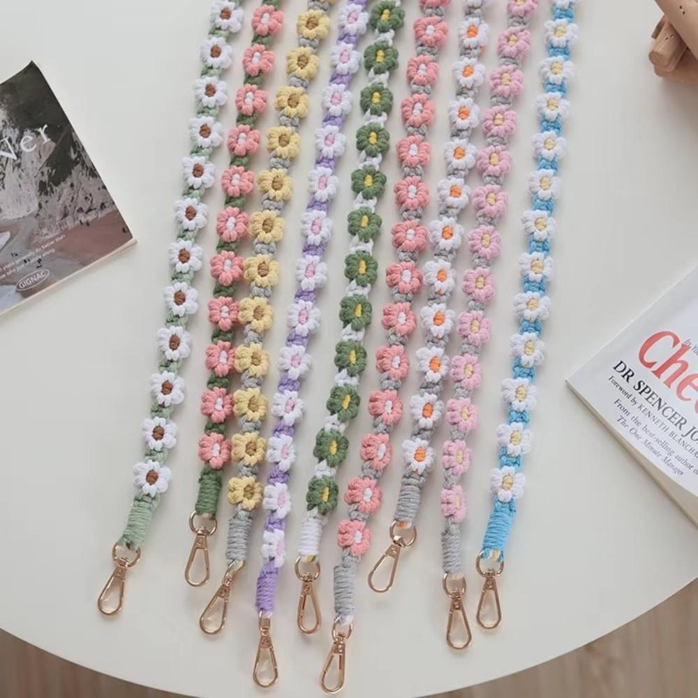 Cotton Mobile Phone Lanyard Daisy Macrame Keychain Hanging Strap Bag Hanging Rope Bag Accessories