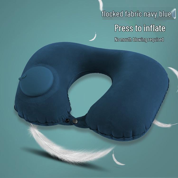 Press-Type Inflatable U-Shaped Neck Pillow for Travel and Office - Creative and Portable Neck Support Pillow