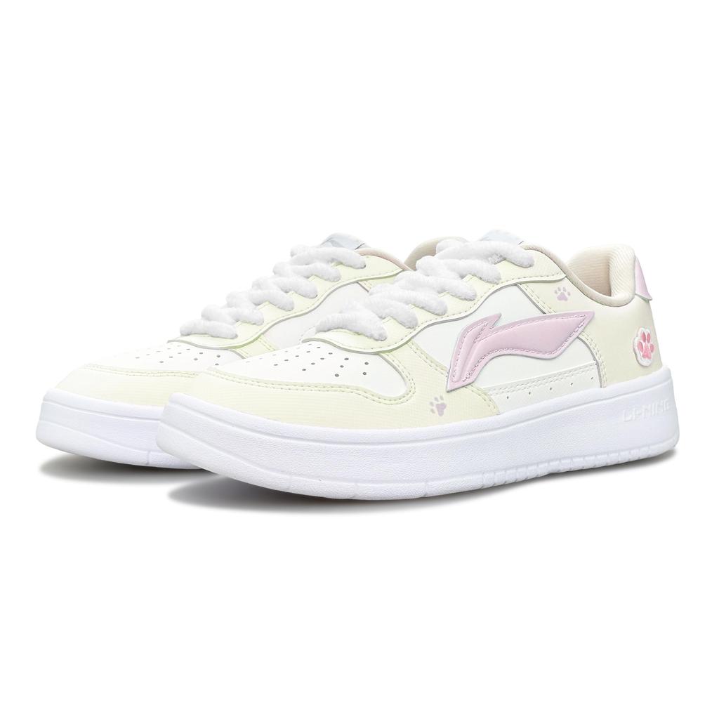 Li Ning Floating Boat Abrasion Resistant Breathable Height Increasing Low top Skateboard Shoes Women's Yellow Pink AGCS420-6(Team879-)