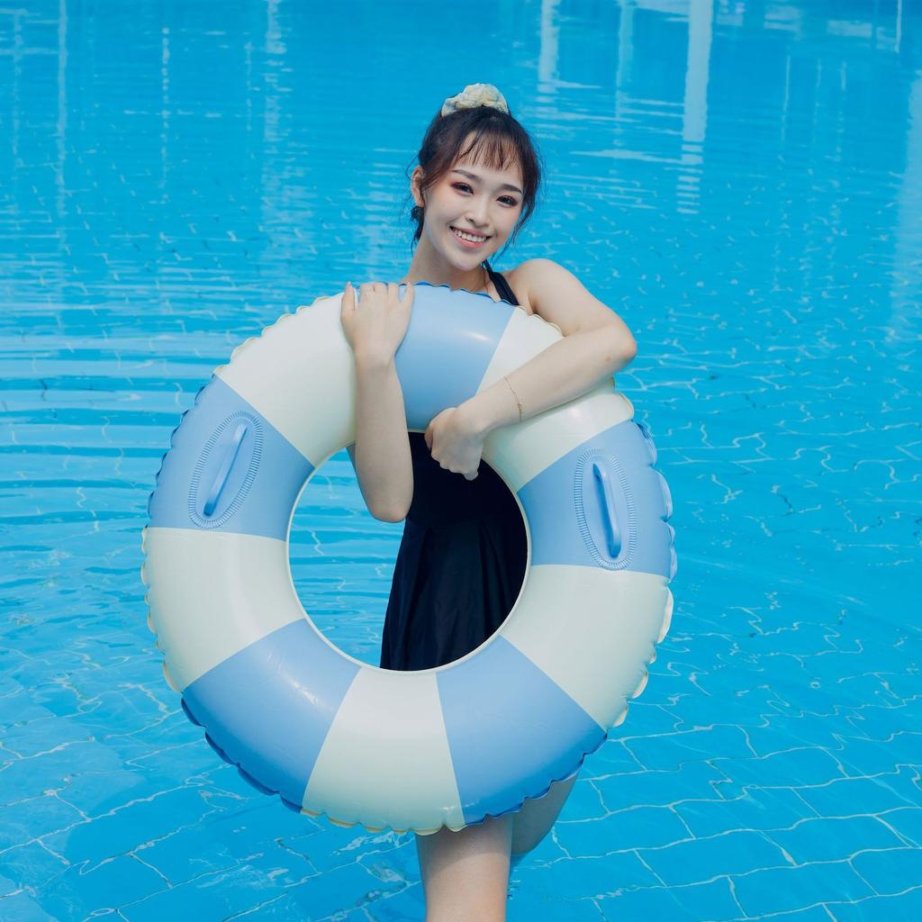 Pool Tube Swim Ring for Kids Adults, Classic Striped Inflatable Floats Swimming Ring Pool Inner Tubes, Inflatable Pool Floats Ad