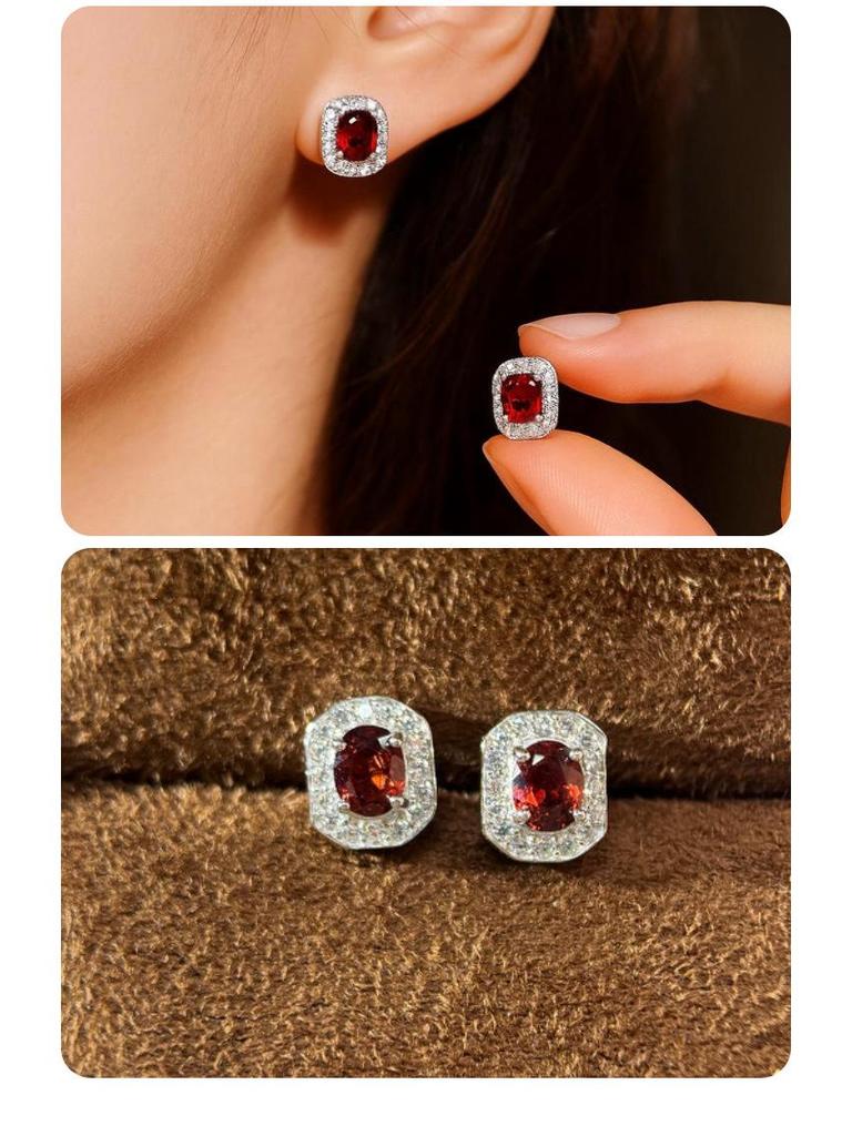 Square Sugar Series Luxury S925 Silver Needle Stud Earrings for Women