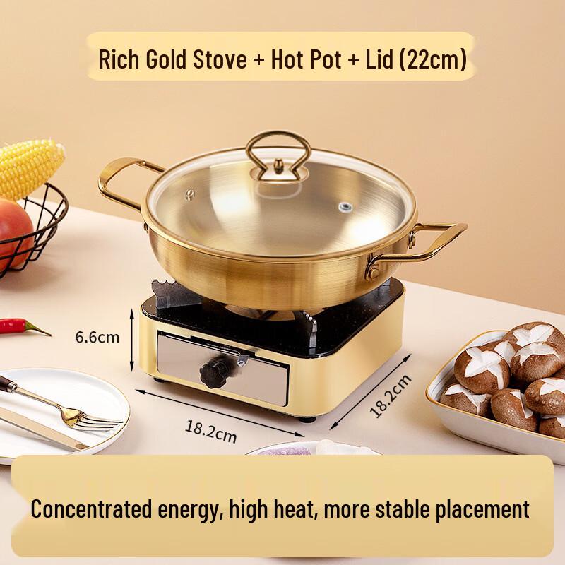 Portable Alcohol Stove with 22cm Hot Pot & Dry Pot Set