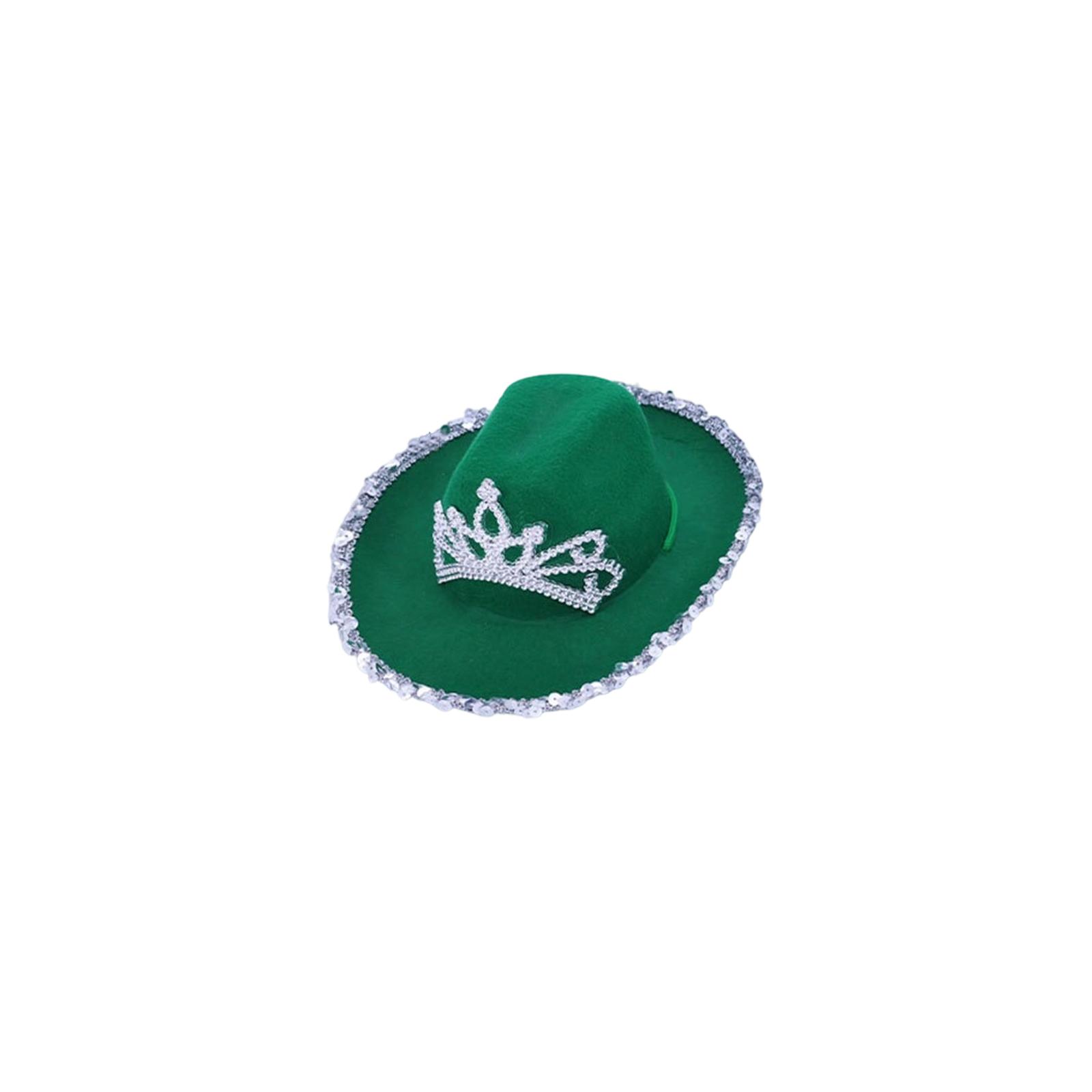 

St. Patrick s Day Pet Hat & Set: Festive Green Cowboy Hat With /Crown Decor For Dogs & Cats One Size