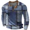 Maglietta vintage a maniche lunghe da uomo con stampa DTG 3D