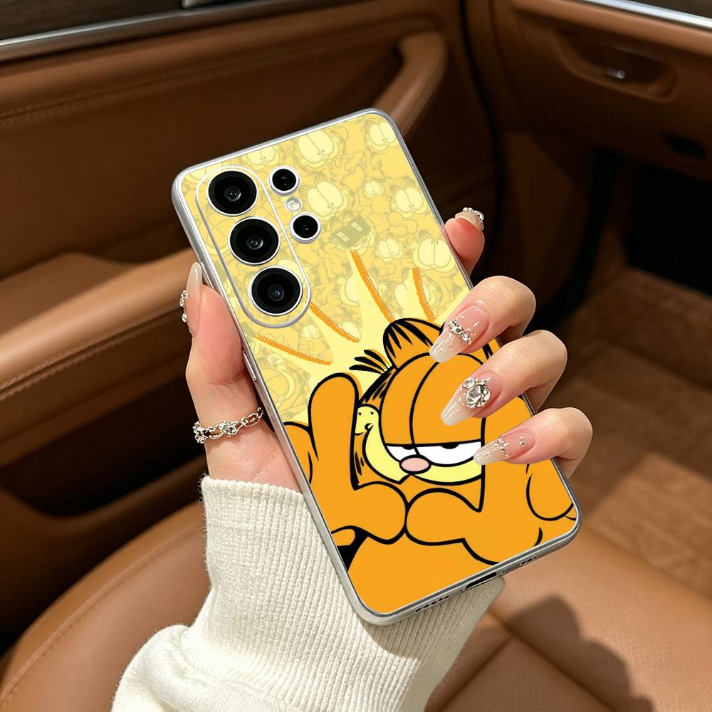 G-Garfield-Classic Cartoon Clear Soft Silicone Phone Case forSamsung S25, S24, S21, S22, S23, S30, Ultra, S20, Plus