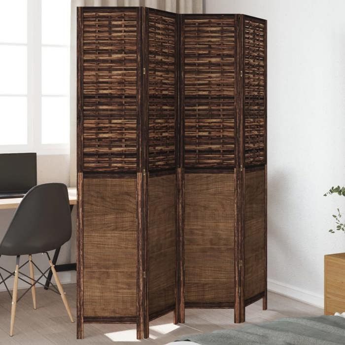 VidaXL Cloison de Séparation 4 Panneaux, Séparateur de Pièce, Écran d'Intimité, Paravent de Salon Chambre, Marron Foncé Bois 358707