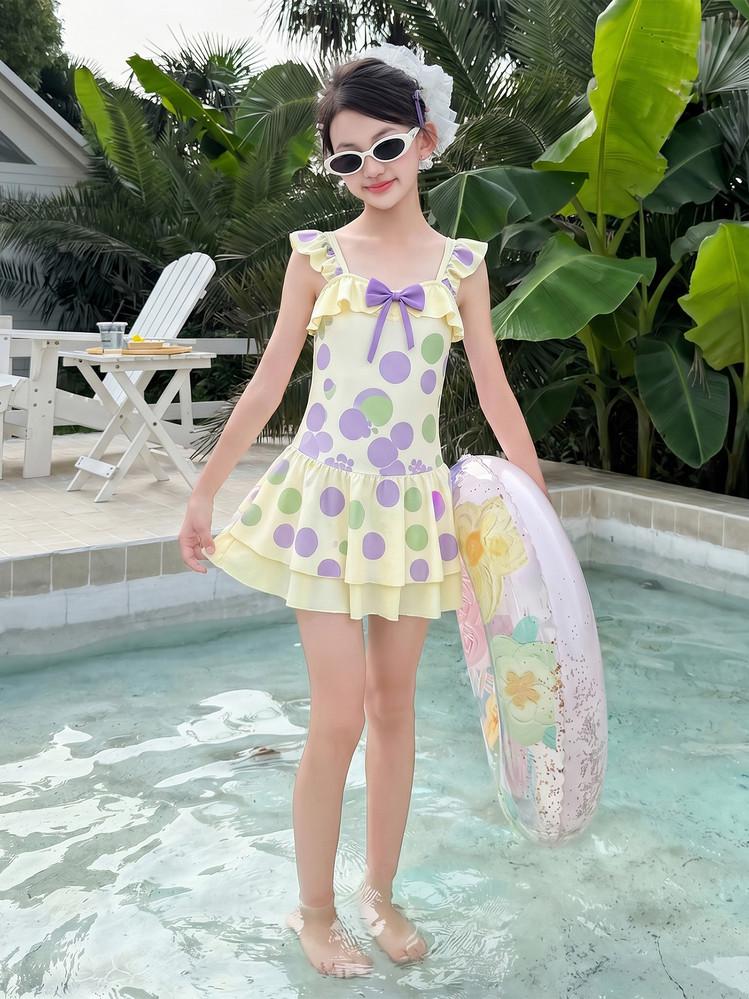Girls' Sports Swimsuit with Princess Skirt Style