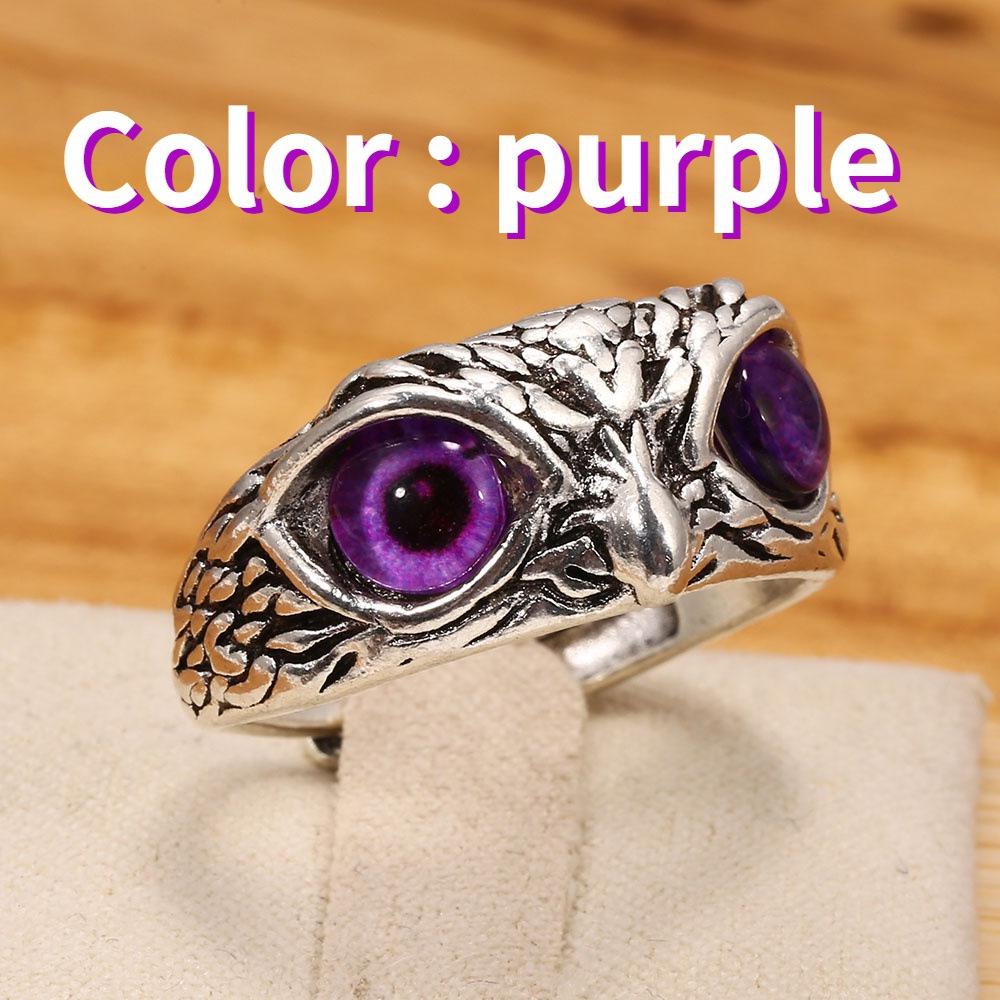 Retro Blue Eyes Owl Adjustable Ring for Women