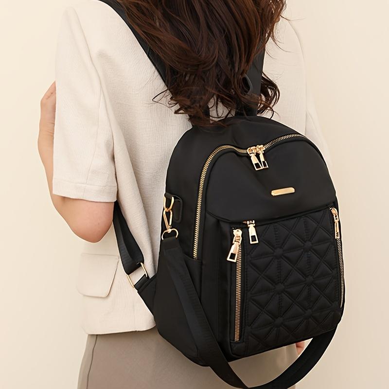 Large Capacity Women'S Fashion Backpacks Multiple Pockets Nylon Single Shoulder Bag Daily Travel Bag