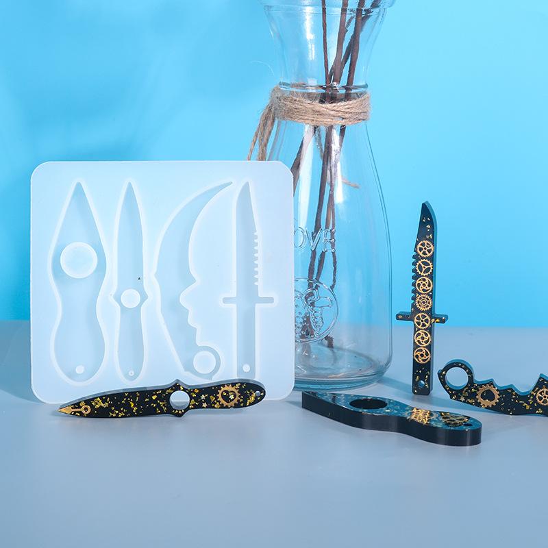 Ninja Tool Naruto Shuriken Keychain Resin Mold DIY Silicone Mold Knife Shape Keychain Mould