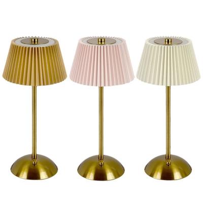 Small Pleated Table Lamp USB Rechargeable Bedside Lamp Night Light for Bedroom Living Room Home Office Decor