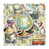 50-Sheet Set: Retro Travel Girl Stickers - Mori Style Art, Landscapes, Headphones, Teacups, Suitcases, Journals